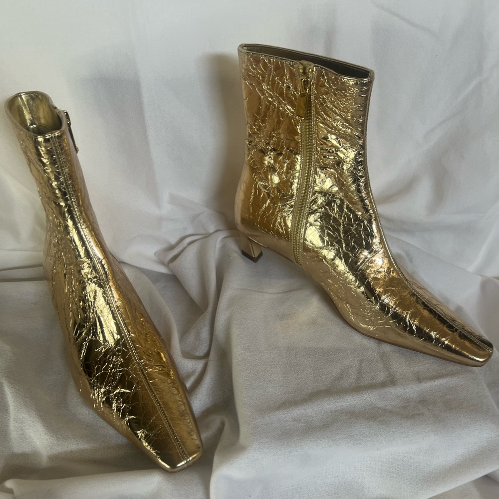 Michael Kors Gold Ankle Booties with Sleek Silhouette
